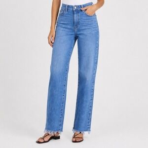Paige Hoxton Slim High Rise Raw Hem Blue Jeans Size 27 Stretch Denim